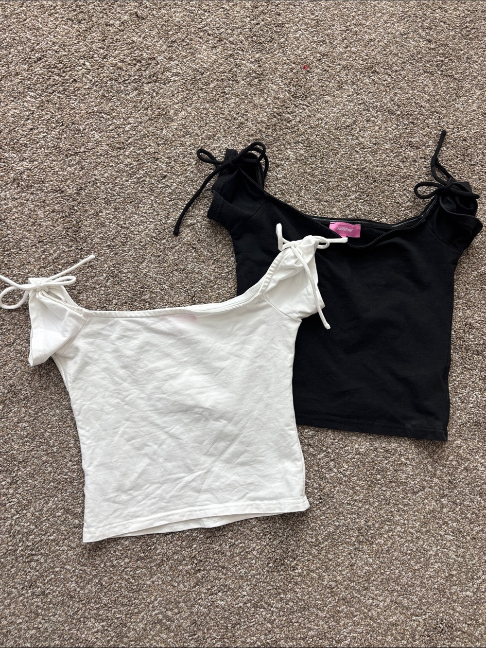 Two edikted tie shoulder shirts small